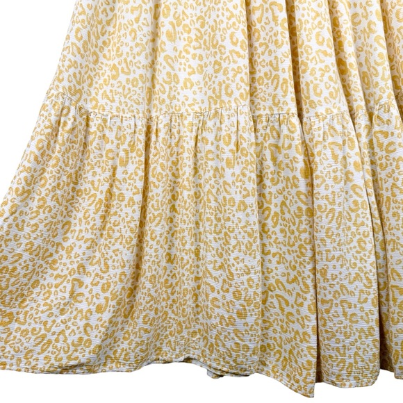 Holly Molly Yellow print Smocked Maxi Dress Size Small Tiered - Picture 4 of 9